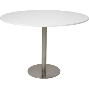 Rapidline Round Meeting Table 1200mm Diam Top Natural White Stainless Steel