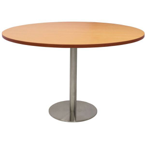 Rapidline Round Meeting Table 1200mm Diam Top Beech Stainless Steel