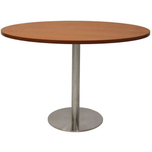 Rapidline Round Meeting Table 1200mm Diam Top Cherry Stainless Steel