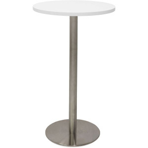 Rapidline Round Dry Bar Table 600mm Diam Top Natural White Stainless Steel