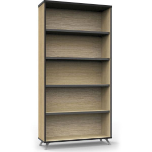 Rapid Infinity Bookcase 1800Hx900Wx315mmD 4 Shelf Natural Oak with Black Edge