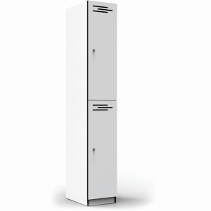 Infinity Melamine Locker 2 Door 1850Hx305Wx455mmD White with Black Edging