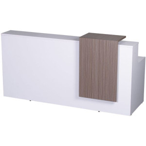 Urban Reception Desk Counter 1150Hx2200Wx800mmD White with a Driftwood Panel