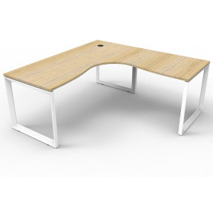 Deluxe Loop Corner Desk 1500Wx1500Wx750D Oak Top White Frame