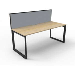 Deluxe Loop Desk With Screen 1500Wx750D Oak Top Black Frame