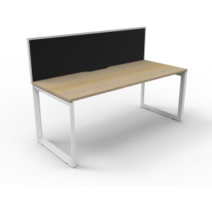 Deluxe Loop Desk With Screen 1500Wx750D Oak Top White Frame