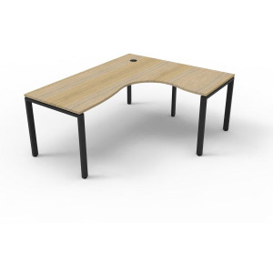 Deluxe Profile Corner Desk 1800Wx1500Wx750D Oak Top Black Frame