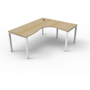 Deluxe Profile Corner Desk 1800Wx1500Wx750D Oak Top White Frame