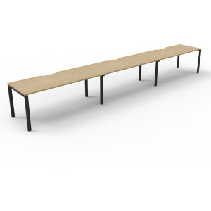 Deluxe Profile Workstation 3 Person No Screen 1800Wx750D Oak Top Black Single Frame