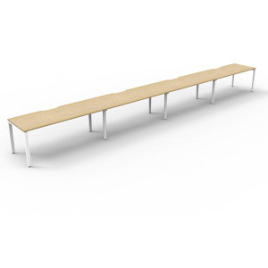 Deluxe Profile Workstation 4 Person No Screen 1500Wx750D Oak Top White Single Frame