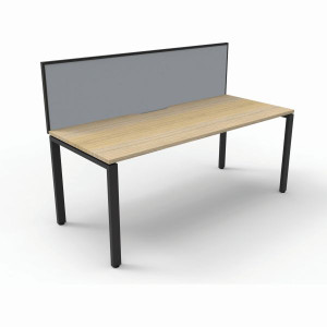 Deluxe Profile Desk With Screen 1200Wx750D Oak Top Black Frame