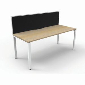 Deluxe Profile Desk With Screen 1200Wx750D Oak Top White Frame