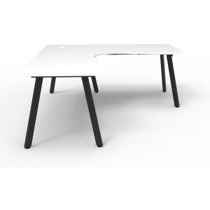 Eternity Corner Desk 1500Wx1500Wx750D White Top Black Frame