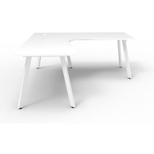 Eternity Corner Desk 1500Wx1500Wx750D White Top White Frame