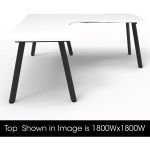 Eternity Corner Desk 1800Wx1500Wx750D White Top Black Frame