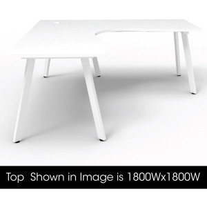 Eternity Corner Desk 1800Wx1500Wx750D White Top White Frame
