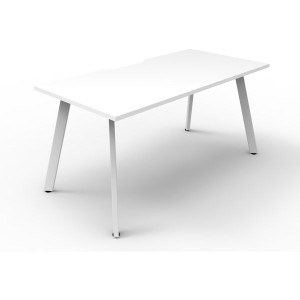 Eternity Straight Desk No Screen 1500Wx750D White Top White Single Frame