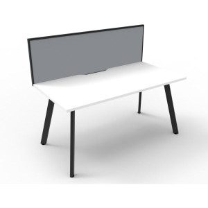 Eternity Straight Desk With Screen 1200Wx750D White Top Black Single Frame