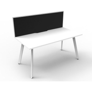 Eternity Straight Desk With Screen 1200Wx750D White Top White Single Frame
