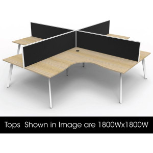 Eternity Corner Workstation 1800Wx1500Wx750D 4 Person Oak Top White Quad Frame