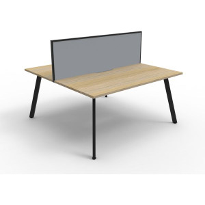 Eternity Workstation 2 Person With Screen 1200Wx750D Oak Top Black Double Frame