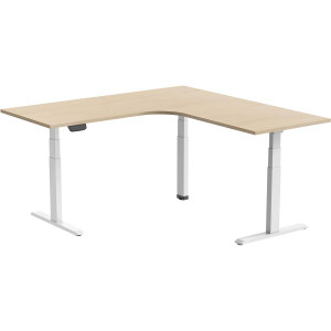 Ergovida Sit-Stand Desk Corner Electric White Frame Oak 1800x1800x750mm Top