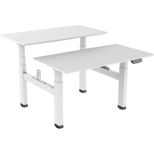 Ergovida Sit-Stand Desk Back to Back Electric White Frame 1500x750mm White Top