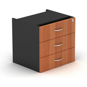 FIXED PEDESTAL 3 DRAWERS 464(W) x 400(D) x 450(H)mm CHERRY / CHARCOAL