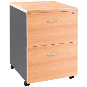 OM Classic Mobile Pedestal 2 Filing Drawers Lockable Beech and Charcoal