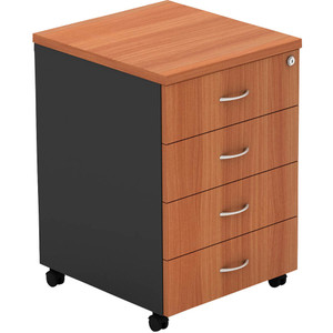 OM MOBILE PEDESTAL 4 STATIONERY DRAWERS 468 x 510 x 685 (mm) Cherry / Charcoal