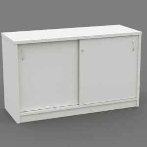 OM Classic Credenza Lockable 720Hx1200Wx450mmD Sliding Doors All White