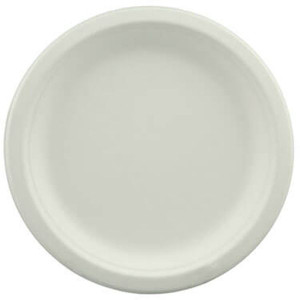 Earth Eco Sugarcane Round Plate White 180mm Bulk Pack of 500