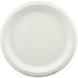 Earth Eco Sugarcane Round Plate White 230mm Bulk Pack of 500