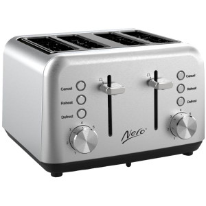 Nero Classic Style 4 Slice Toaster Brushed Stainless Steel