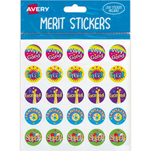 Avery Merit Stickers 300 Labels Caption 1 Assorted