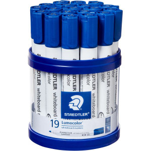 Staedtler Lumocolor Whiteboard Marker 351 Bullet Point Dry safe Ink Blue Cup of 19