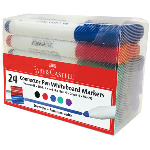 CONNECTOR WHITEBOARD MARKER ASSORTED (5 COLOURS) BOX OF 24