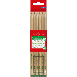 Faber-Castell Graphite Pencil Naturals 2B, Pack of 6