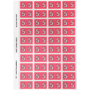 AVERY NUMERIC CODING LABEL 5 Side Tab 25x42mm Pink 44533