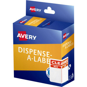 Avery Dispenser Label 60x40mm Clearance Was/Now Red Pack of 100