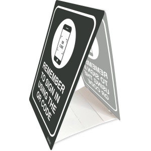 Durus Tent Stand Sign QR Code 100x150x0.8mm Charcoal/White