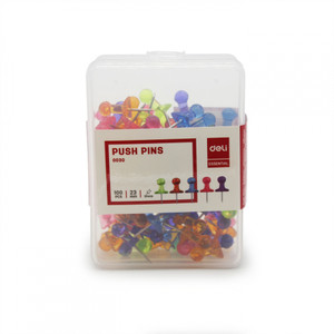 Deli Push Pins Assorted Colours Box of 100