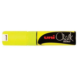 UNI CHALK MARKER 8.0mm Chisel Tip Fluoro Yellow