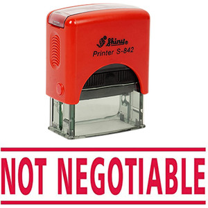 Shiny Pre-Inked Stamp - "NOT NEGOTIABLE" Solid Text - Blue