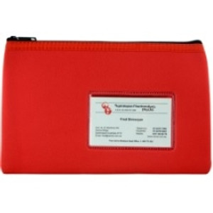 NEOPRENE PENCIL CASE RED 23CM X 15CM - 1 ZIP WITH NAME CARD INSERT