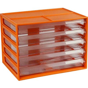 ITALPLAST A4 DOCUMENT CABNET 5 DRAWER MANDARIN CLEAR