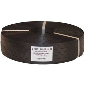 19MM X 1000 MHEAVY DUTY STRAPPING BLACK, NOTE PRICE PER EACH ROLL - MUST BE SUPPLIED IN 2'S = CTN OF 2 ROLLS
POLYPROPLENE (PP)