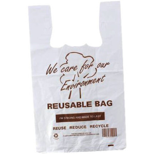 Reusable S13PG Printed Plastic Checkout Shopping Bag X-Large 520 x 340 x 180 Carton 500 of Bags