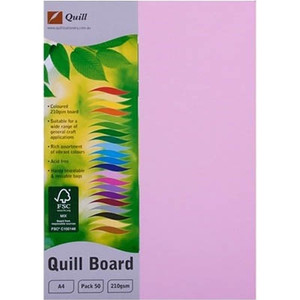 Quill Coloured Board 210gsm A4 - Musk, Pack of 50 (90313)