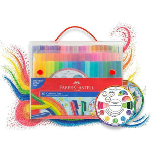Faber-Castell Connector Pen Colour Markers with Colour Wheel, Assorted Pack of 80